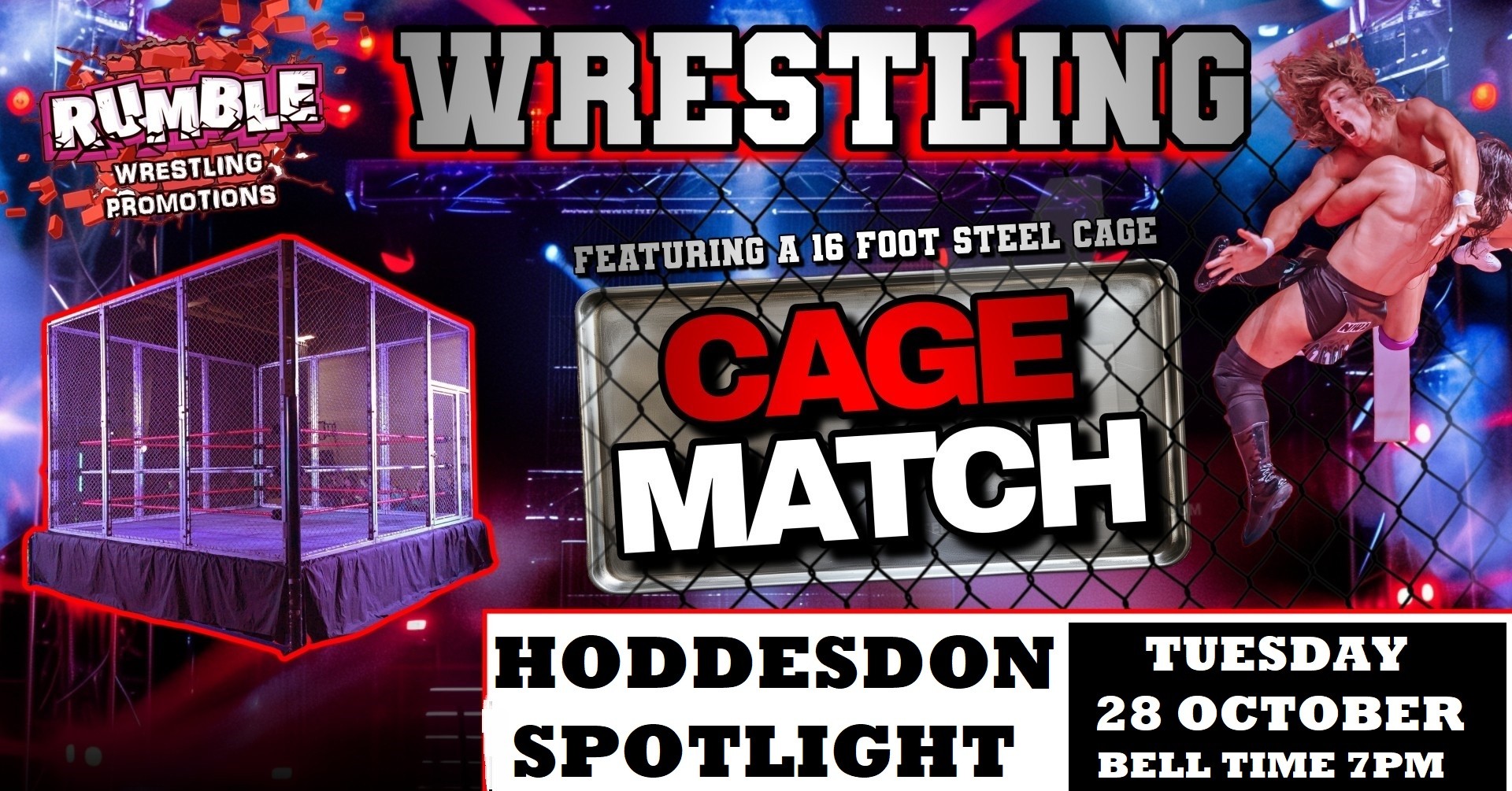 Rumble Wrestling comes to The Spotlight witha 16ft Steele Cage Match 